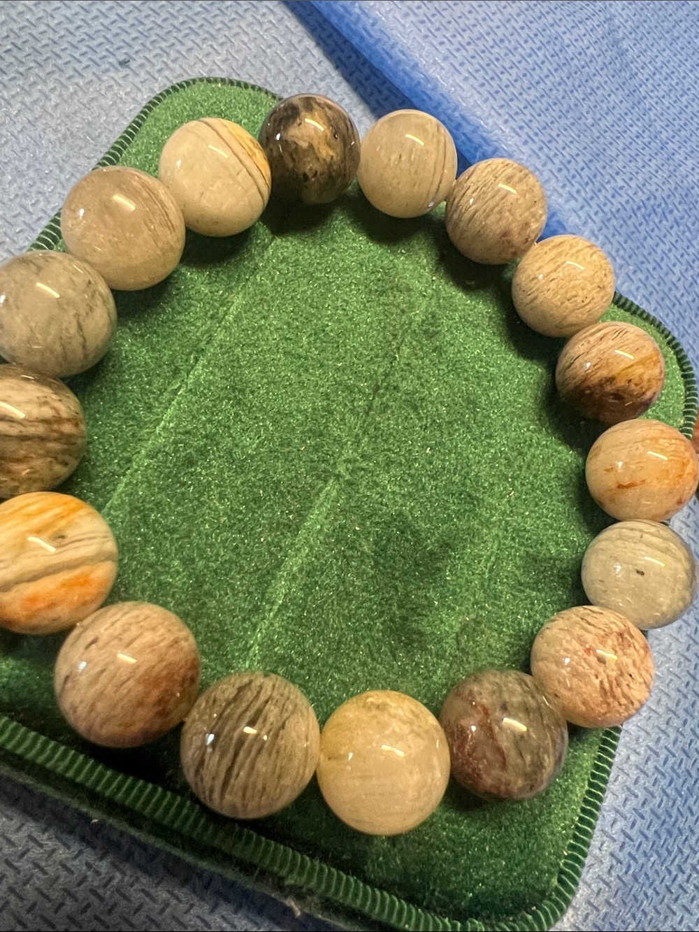 Thousand layers garden quartz Natural Stone Bead Bracelet in Tan and Brown Tones